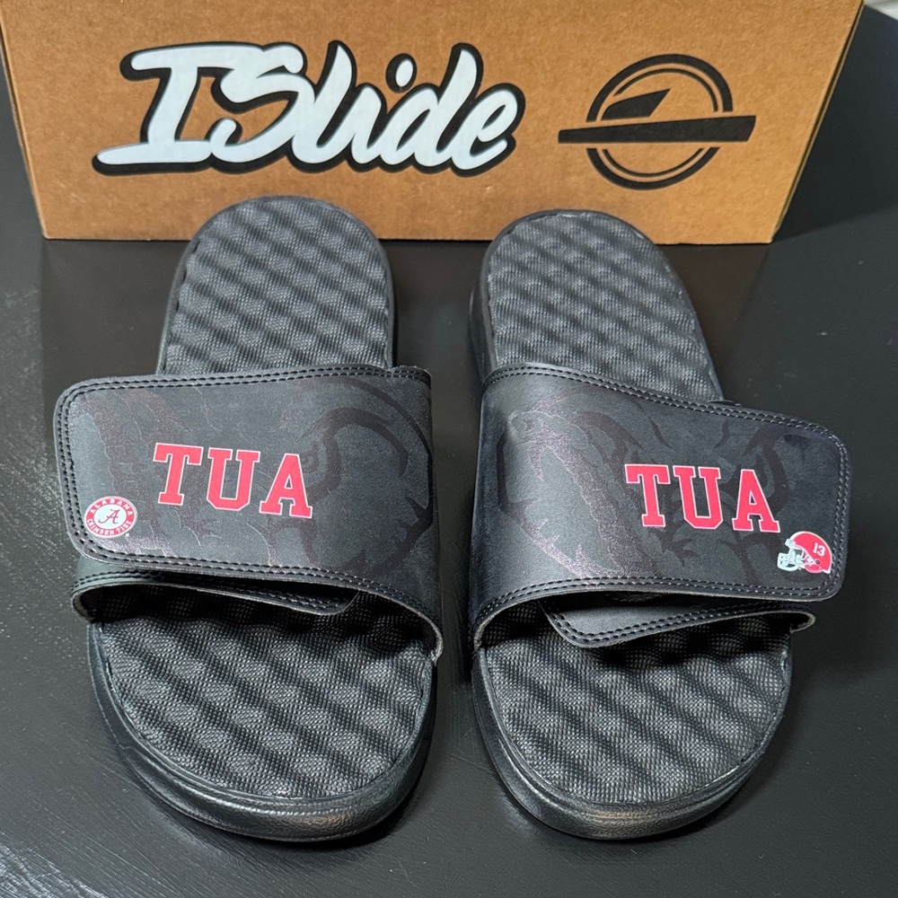 ISlide Tua Tagovailoa Black Alabama Crimson Tide Player Tonal Pop Slide Sandals